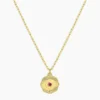 18K Gold Plated Ruby Birthstone Coin Necklace
