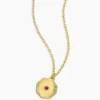 18K Gold Plated Ruby Birthstone Coin Necklace