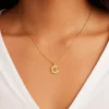 18K Gold Plated Ruby Birthstone Coin Necklace