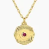 18K Gold Plated Ruby Birthstone Coin Necklace